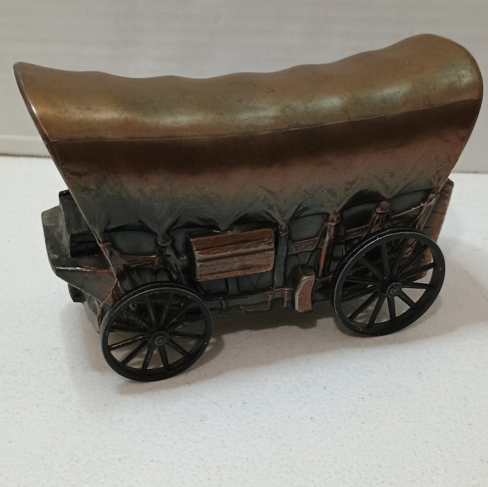 Vintage Banthrico Coin Bank Covered Wagon Metal  5 1/2"  x 4" Hershey National